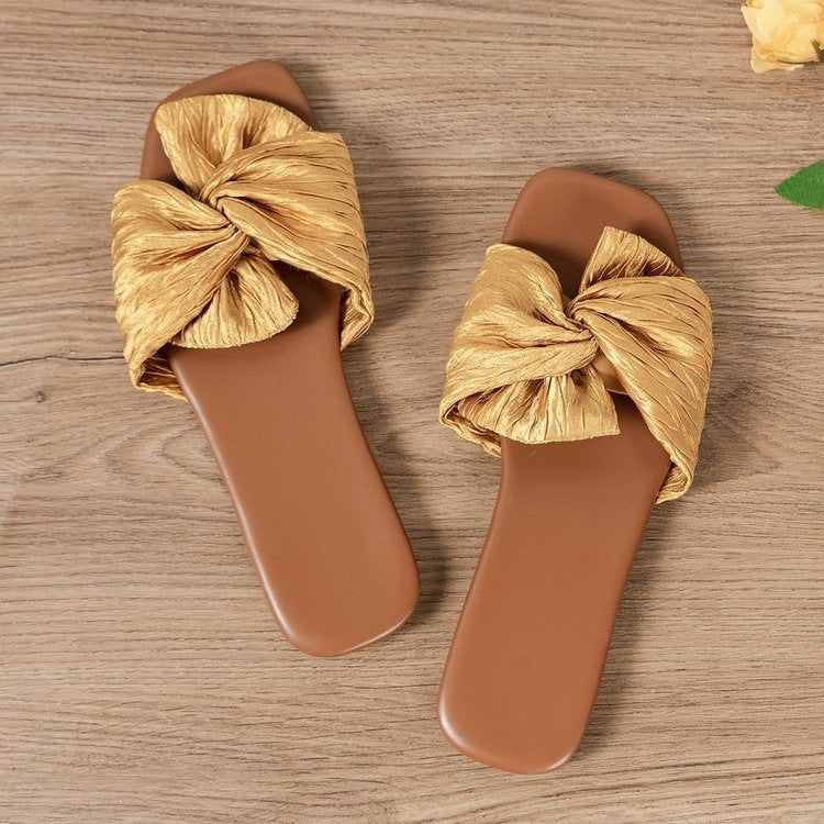 Damen Minimalistische Slippers mit dekorativem Schleifen-Design R&B