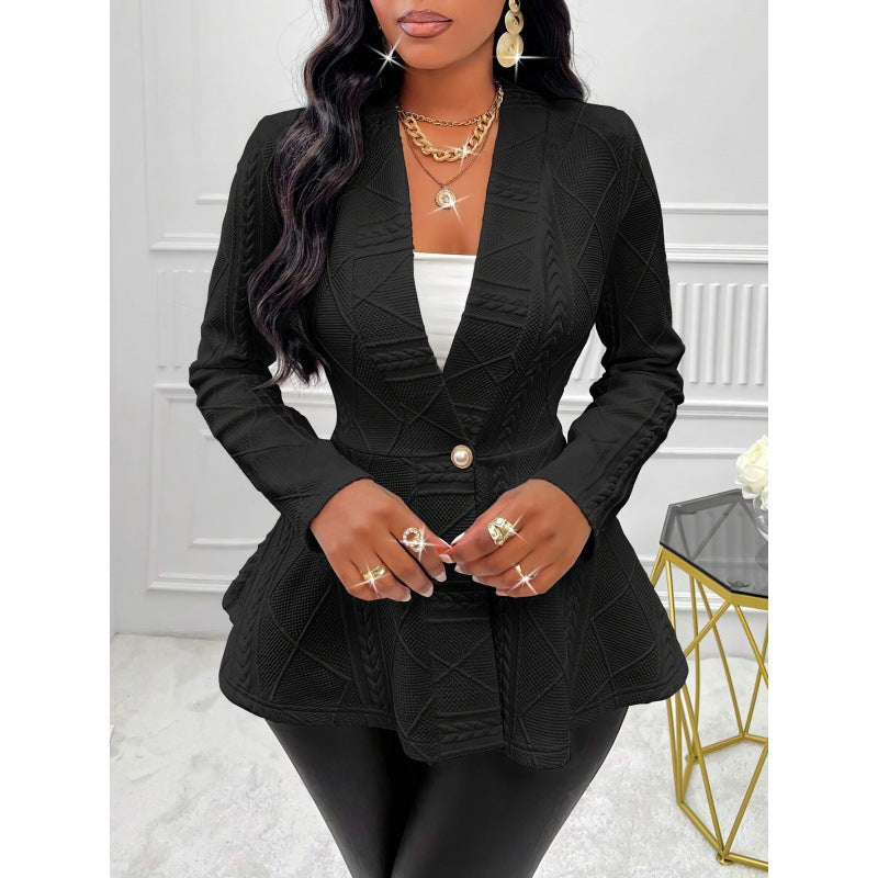Damen Strick Peplum Blazer
