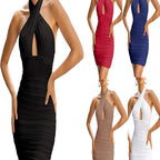 Damen Bodycon-Kleid mit raffiniertem Wickeldesign und ausgeschnittenem Dekolleté R&B