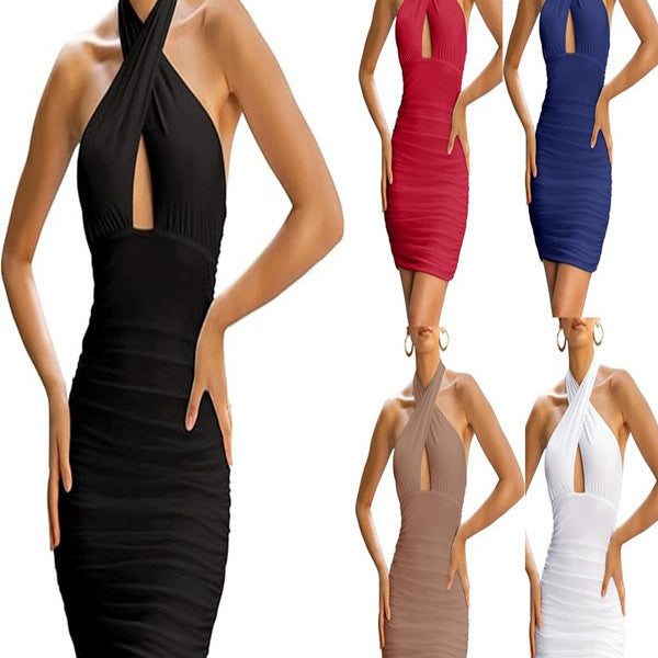Damen Bodycon-Kleid mit raffiniertem Wickeldesign und ausgeschnittenem Dekolleté R&B