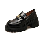 Damen elegante Loafers mit glänzender Oberfläche und robustem Plateau R&B