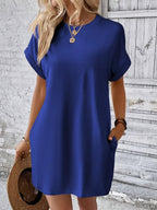 Damen Lockeres T-Shirt-Kleid mit praktischen Taschen und lässigem Design