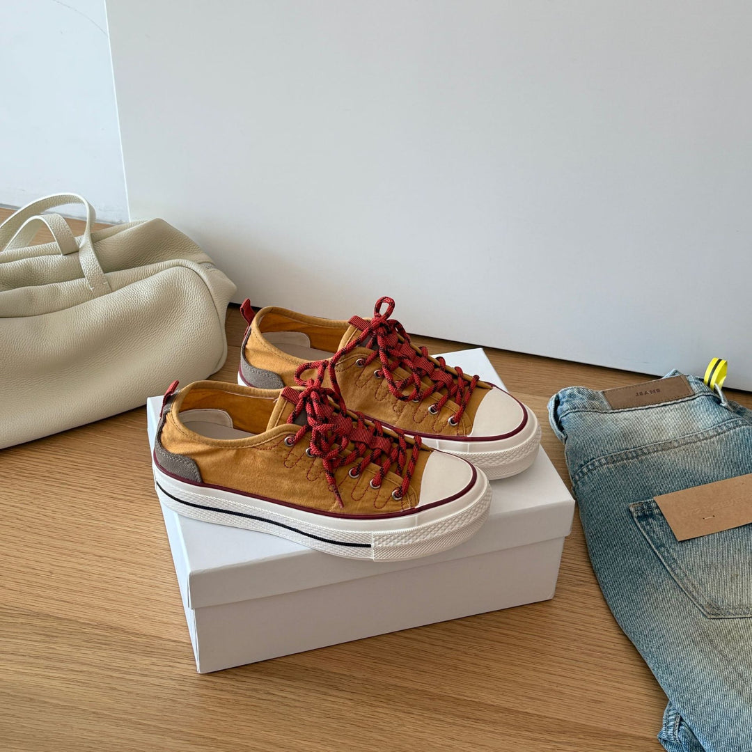 Damen Modische Sneaker mit atmungsaktiver Canvas-Oberfläche und robustem Sohlenprofil R&B