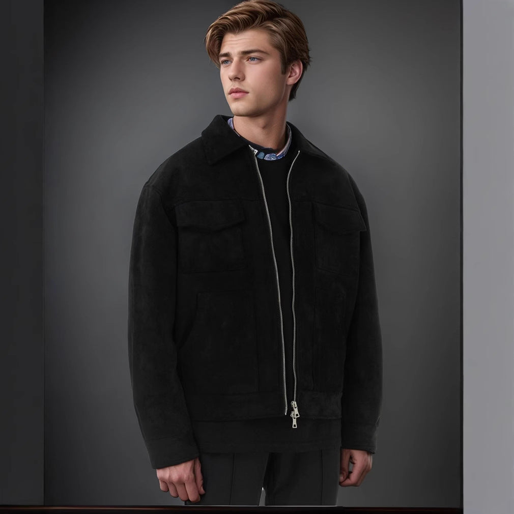 Herren modische Jacke mit praktischen aufgesetzten Taschen und Reißverschluss R&B