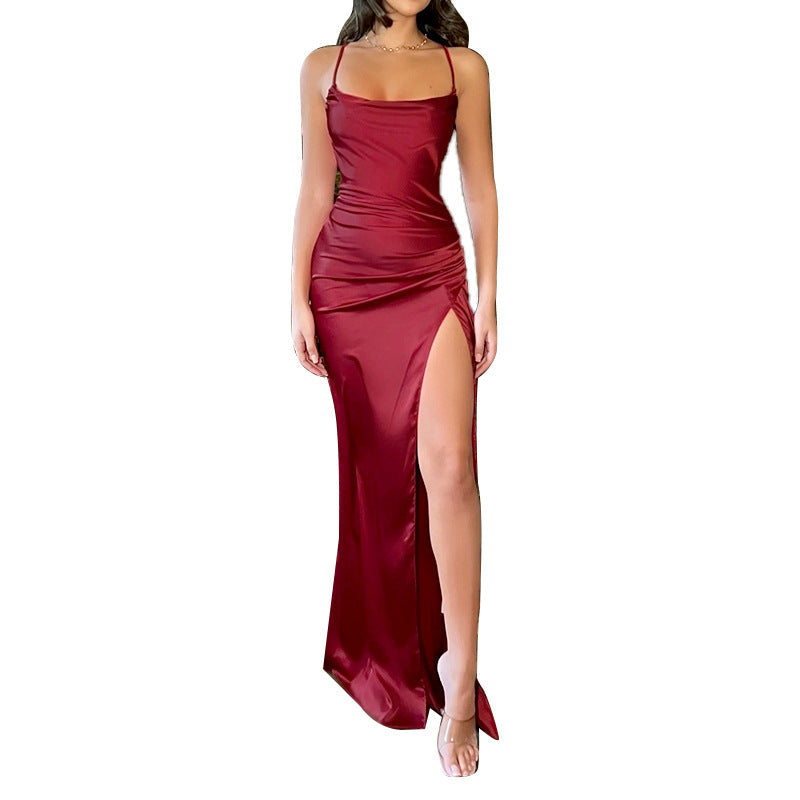 Damen Elegantes Maxikleid mit raffiniertem Schlitz und glattem Obermaterial R&B