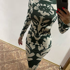 Damen Wickelkleid mit tiefem Rückenausschnitt und floralen Motiven R&B