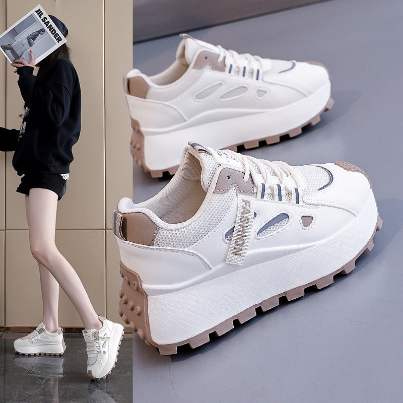 Damen Sneakers mit hohem Plateau und atmungsaktiver Mesh-Oberfläche R&B