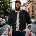 Herren Sportswear-Bomberjacke mit strukturiertem Design und Kontraststreifen R&B