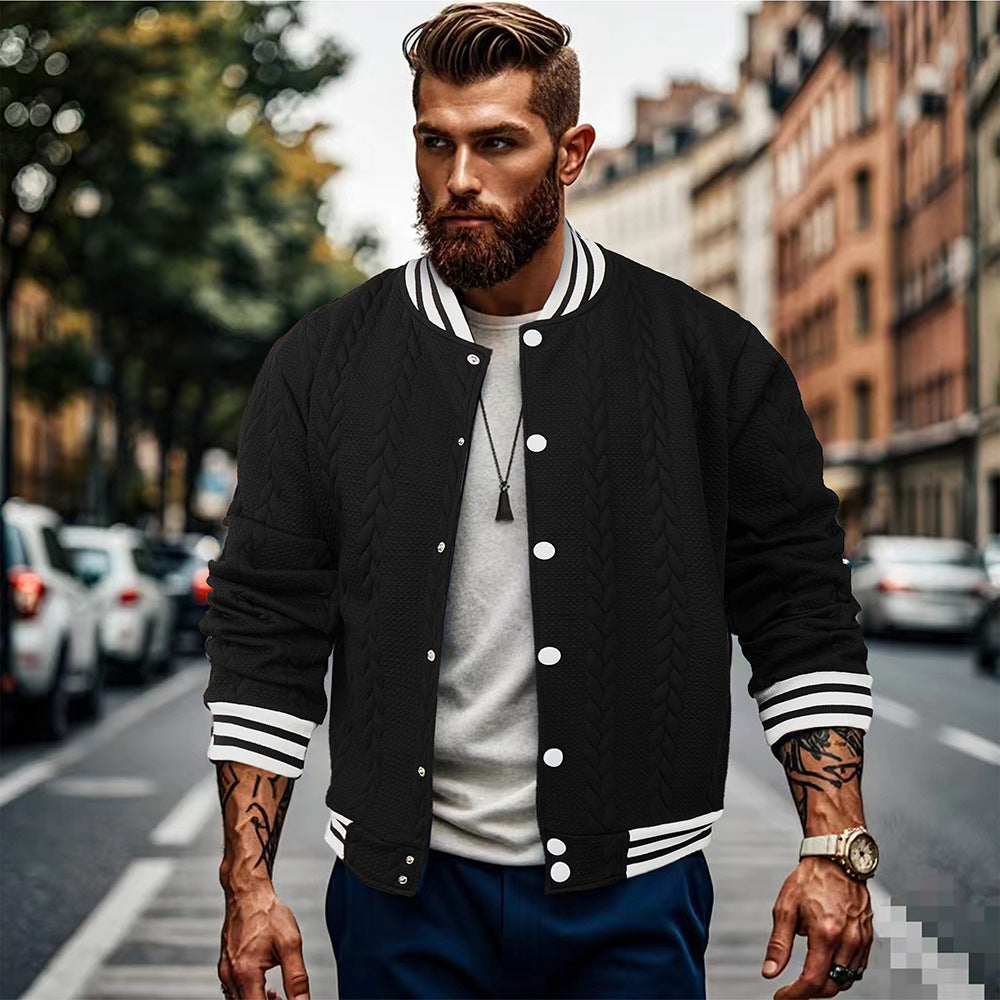 Herren Sportswear-Bomberjacke mit strukturiertem Design und Kontraststreifen R&B