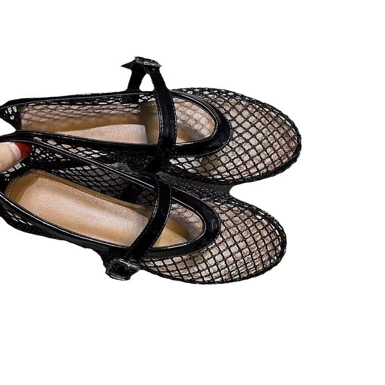 Damen-Mesh-Pantoletten mit verstellbarem Riemen und luftiger Netzstruktur R&B