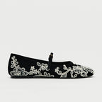 Damen Ballerinas mit verstellbarem Riemendesign und aufwendiger Blumenstickerei R&B