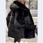 Damen Fleece-Wendejacke mit voluminösem Schnitt und hohem Kragen R&B