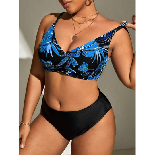 Damen Bikini-Top mit tiefem V-Ausschnitt und floralem Design R&B