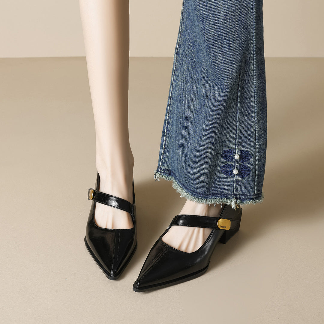 Damen modische Slingback-Pumps mit eleganter Riemenverzierung R&B