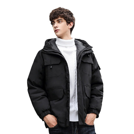 Herren wetterfeste Utility-Jacke mit Kapuze und Taschen R&B