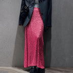 Damen Glitzernder Maxi-Rock mit schmalem Schnitt und hohem Bund R&B