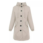 Damen nan leichter Regenparka mit Kapuze, überlanger Knopfleiste, Tunnelzug und aufgesetzten Taschen R&B