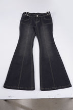Damen Flared Jeans mit modischen Steppnähten und anpassbarem Bund R&B