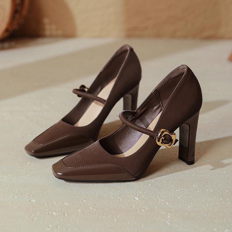 Damen elegante Mary Jane Pumps mit robustem Blockabsatz R&B