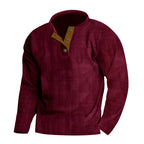 Herren Langarm-Pullover mit strukturierter Oberfläche und eleganter Knopfleiste R&B