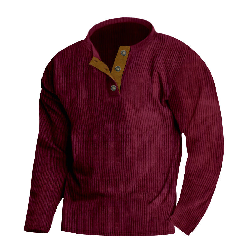 Herren Langarm-Pullover mit strukturierter Oberfläche und eleganter Knopfleiste R&B