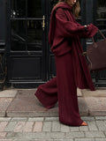 Damen Strickstoff Zweiteiler mit weitem Bein und oversized Oberteil R&B