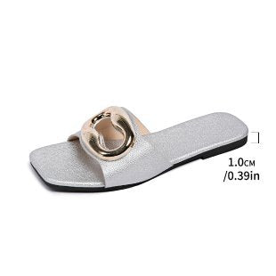 Damen elegante Riemchen-Sandalen mit funkelndem Schmuckelement R&B