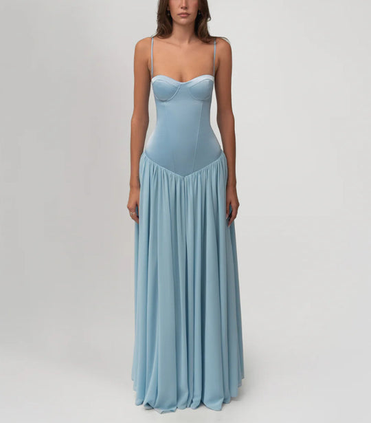 Damen nan modellierendes Bustier-Abendkleid mit vorgeformter Miederkonstruktion und weitfallendem Chiffon-Tellerrock R&B