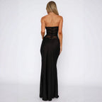 Damen elegantes Maxi-Kleid mit Spitzenoberteil und schmalem Schnitt R&B