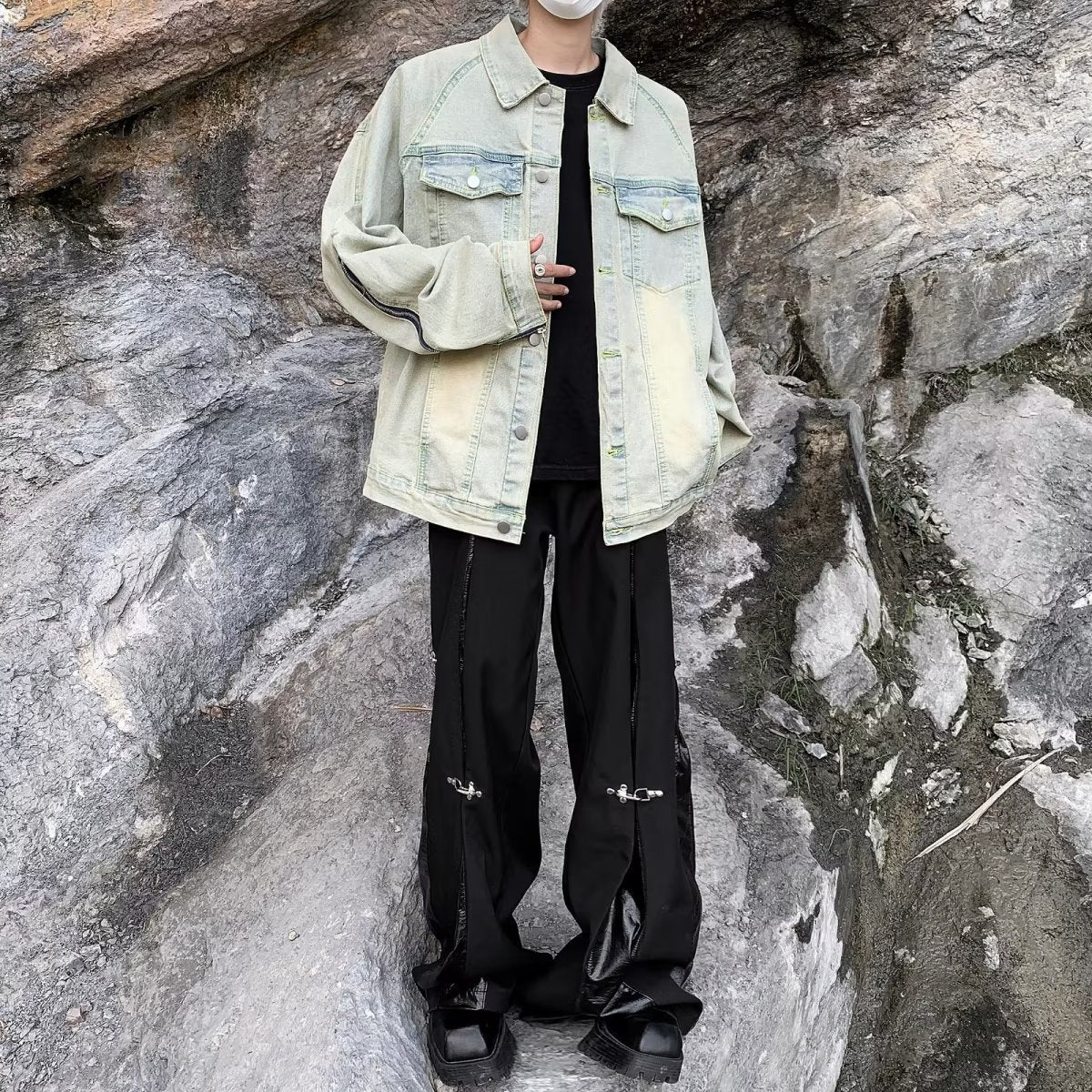 Unisex lässige Oversize-Jeansjacke mit einzigartigem Schnitt und praktischen Taschen