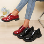 Damen glänzende Schnürschuhe mit modischem Design und robuster Sohle R&B