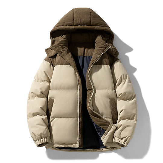 Damen warme Steppjacke mit abnehmbarer Kapuze und hochgeschlossenem Kragen R&B