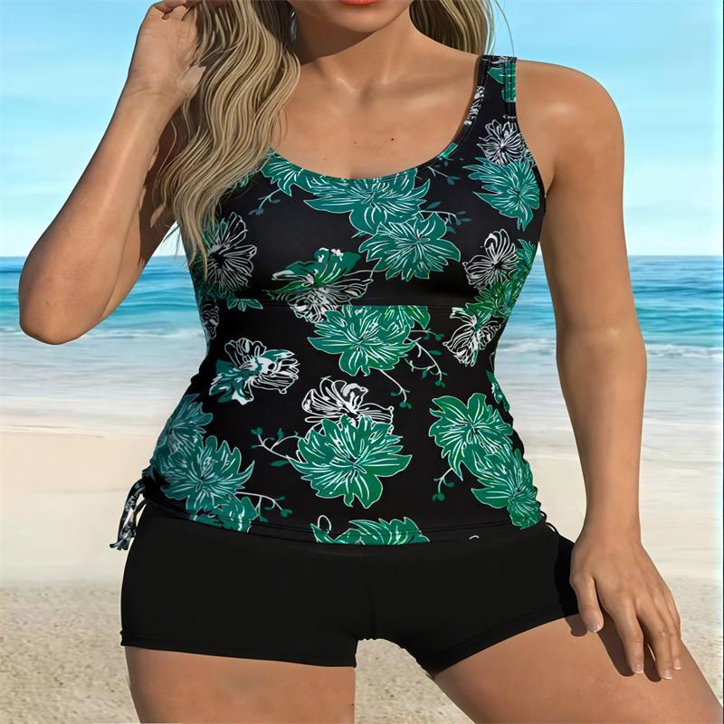 Damen Tankini-Set mit floralem Oberteil und sportlichem Höschen R&B