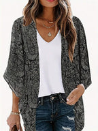 Damen Kimono-Jacke mit trendigem Muster und lockerem Schnitt R&B