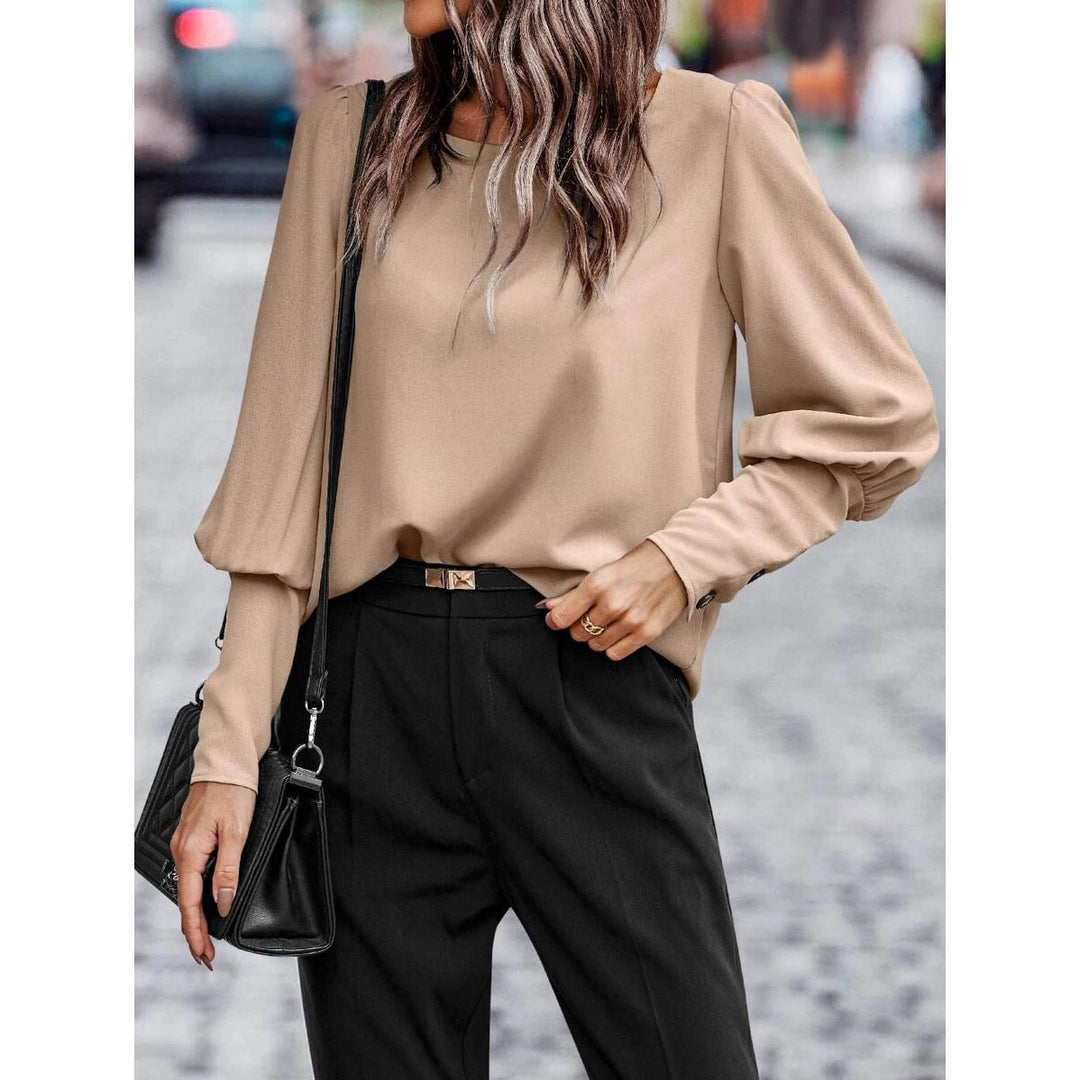 Damen modische Bluse mit elegantem Puffärmel und hochwertiger Stoffqualität R&B