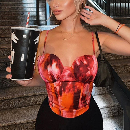 Damen Stilvolles Bustier mit raffiniertem Druck und figurbetonter Silhouette R&B