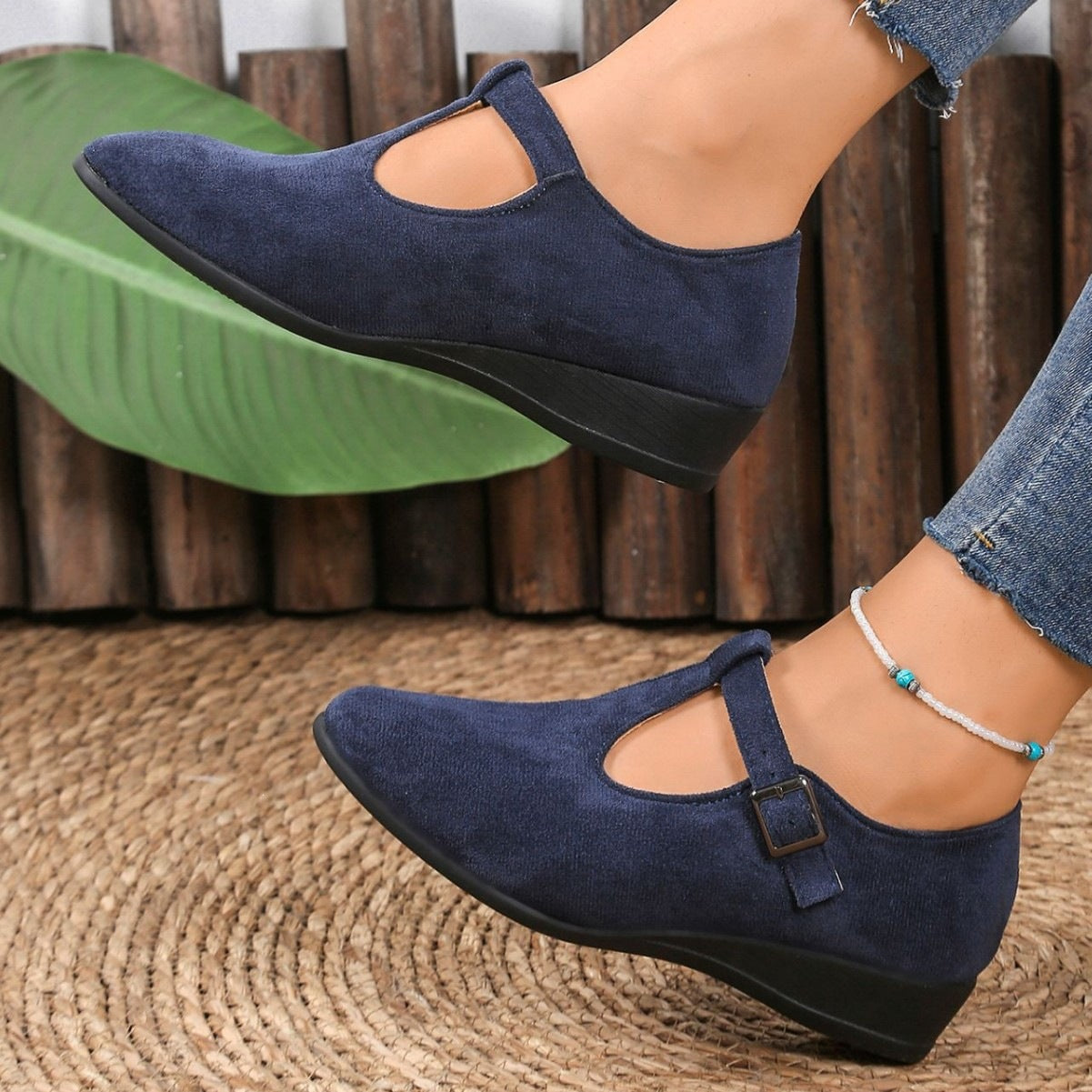 Damen Elegante Mokassins mit modischem Riemendesign R&B