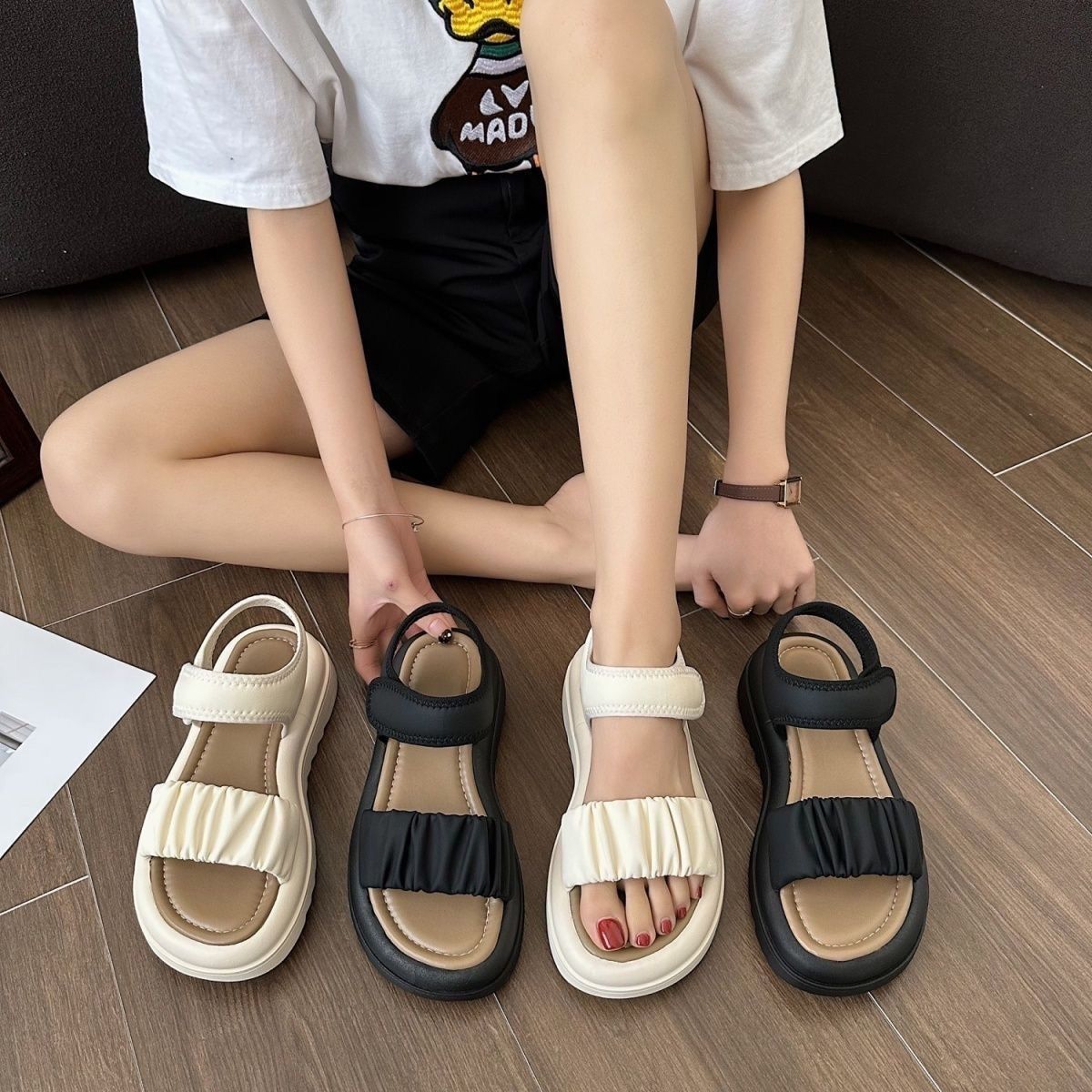 Damen Strapazierfähige Sommer-Sandalen mit gepolstertem Obermaterial und rutschfester Sohle