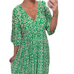 Damen Maxikleid mit schmeichelndem V-Ausschnitt und voluminösen Ärmeln R&B