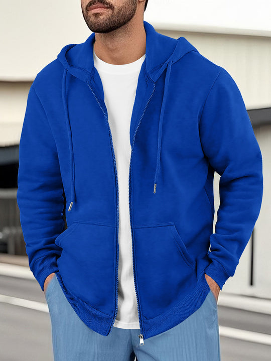 Herren lässige Kapuzenjacke mit atmungsaktivem Sweatstoff und praktischen Taschen R&B