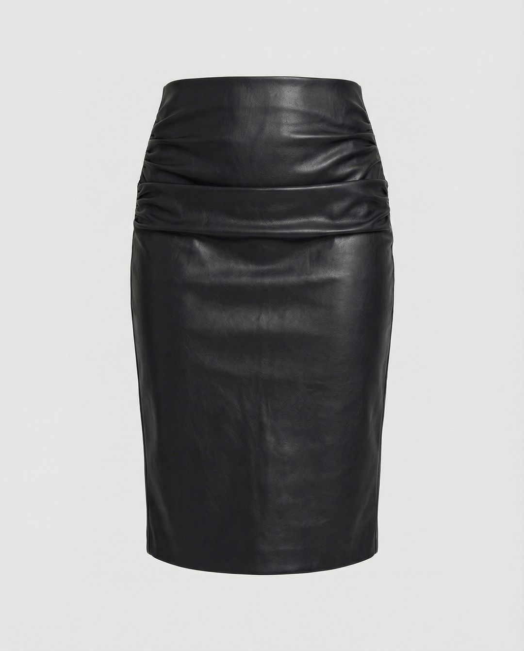 Damen Midi-Rock aus hochwertigem Leder mit Raffung R&B