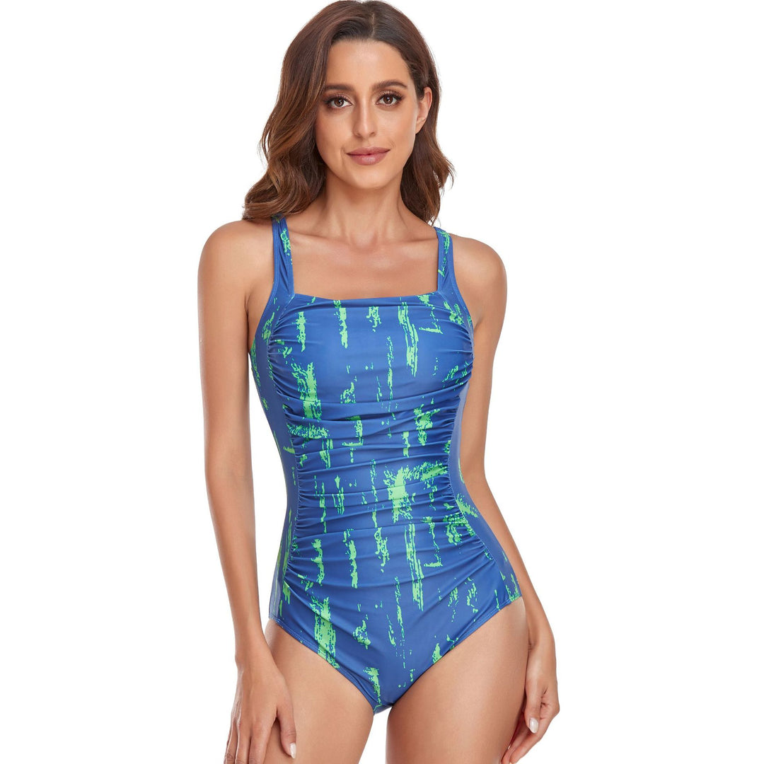 Damen einteiliger Badeanzug mit modernem grafischen Mustermix R&B