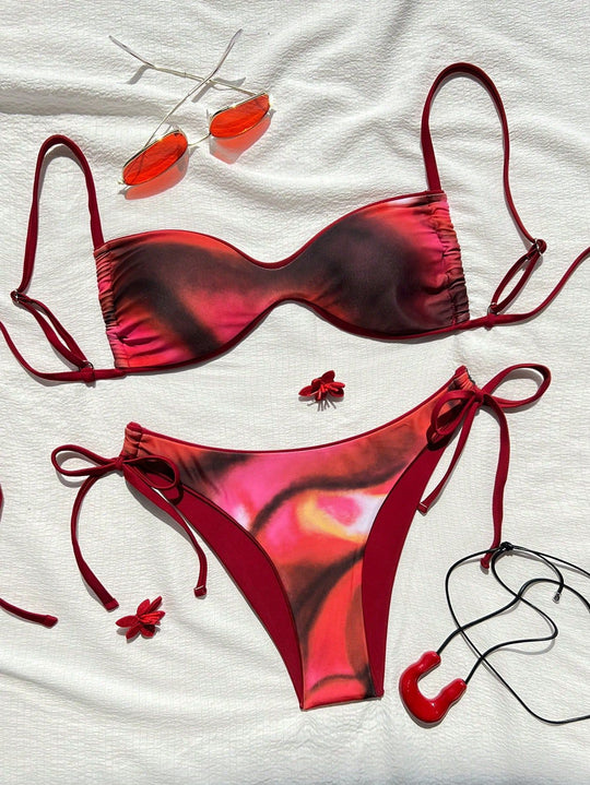 Damen Push-Up Bikini mit elegantem Animal-Print und verstellbaren Trägern R&B
