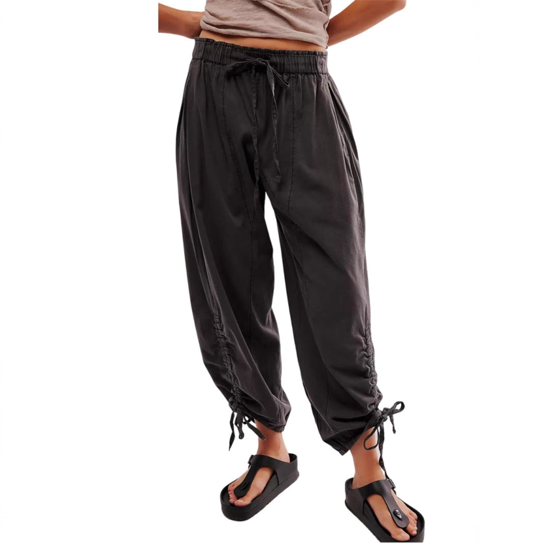 Damen Bequeme Freizeithose mit Bund und dekorativen Schnürdetails R&B