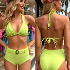 Damen Triangel-Bikini-Set mit praktischen Schnallen-Details R&B