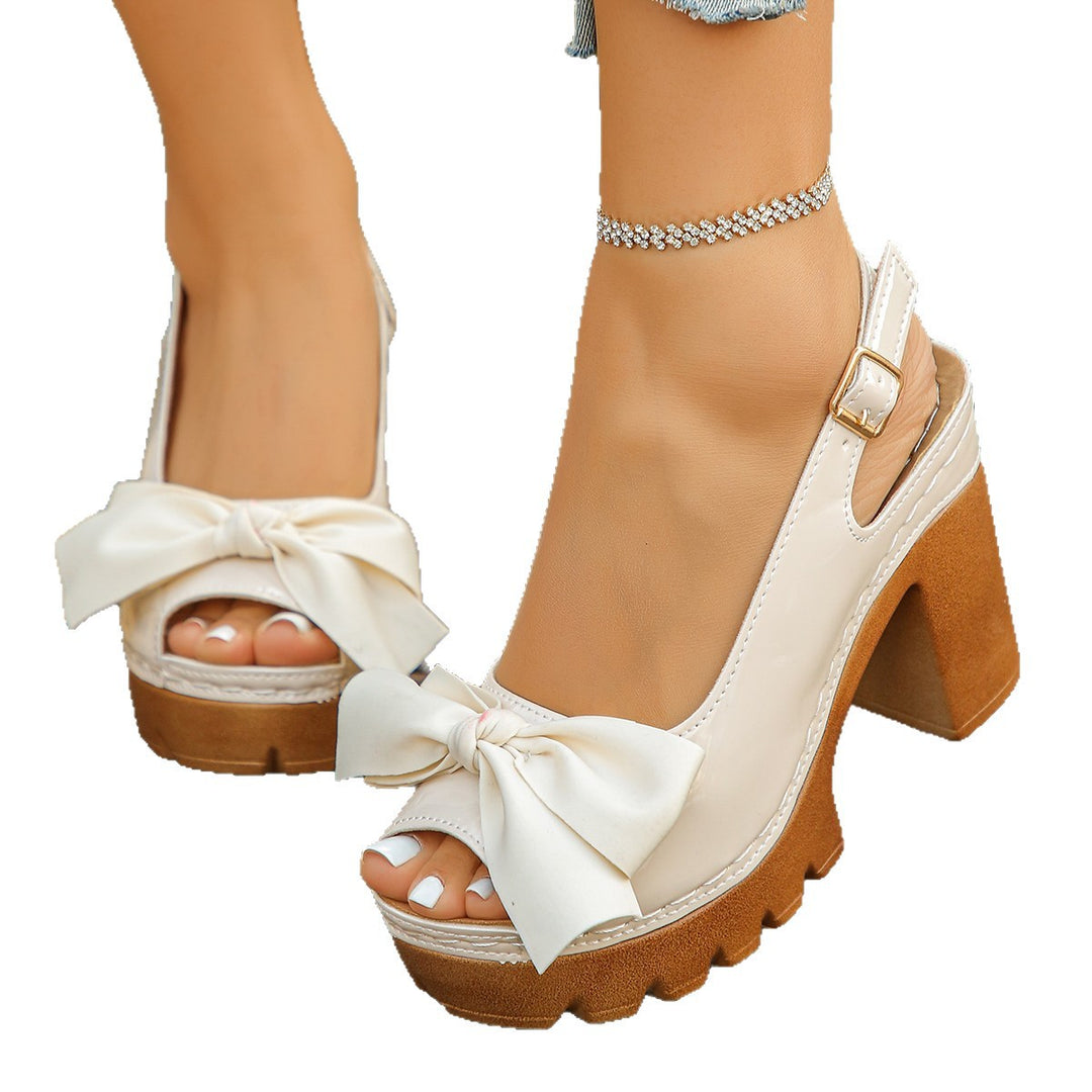 Damen Sling-Sandalen mit modischem Absatz und dekorativem Schleifen-Detail R&B