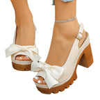 Damen Sling-Sandalen mit modischem Absatz und dekorativem Schleifen-Detail R&B