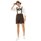 Herren nan kurze Trachtenlederhose mit verstellbaren Trägern und besticktem Brustlatz R&B