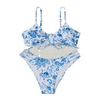 Damen Bikini-Set mit floralem Wickeldetail und hochgeschnittenem Slip R&B