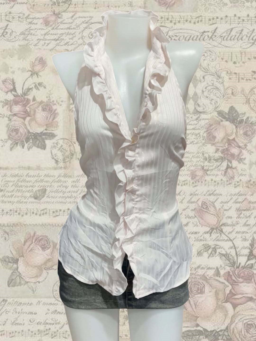 Damen Elegantes Faltenoberteil mit Rüschen R&B